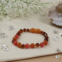 Barnsteen armband kind cognac - Aventurijn koraal