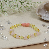 Barnsteen armband dames lemon, rose quartz