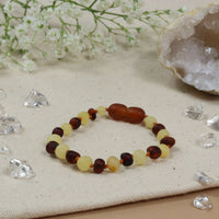 Barnsteen armband kind cognac - milk unpolished