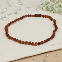 Barnsteen ketting dames cognac unpolished