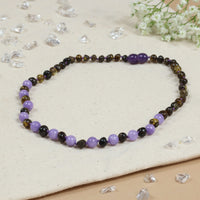 Barnsteen ketting dames green - paarse jade