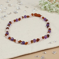 Barnsteen ketting baby/peuter amethist - rozenkwarts