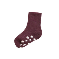 Wollen sokken met anti slip - bordeaux