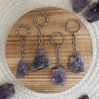Amethist kristalletjes sleutelhanger