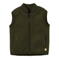 Bodywarmer kind gekookte wol - Olijf