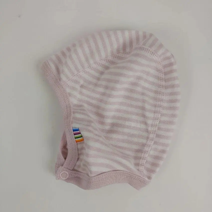 Mutsje met knoopje katoen gestreept - maat 48 cm