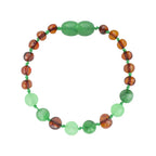Barnsteen armband baby/peuter cognac / green jade