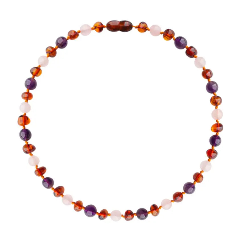 Barnsteen armband dames amethist - rozenkwarts