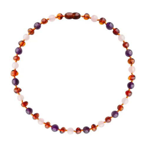 Barnsteen armband kind amethist - rozenkwarts