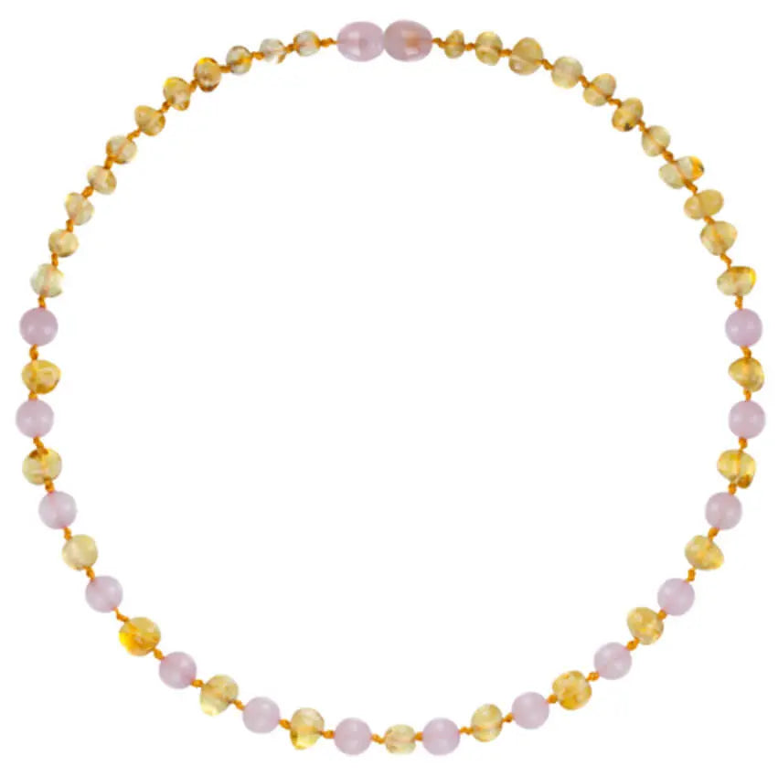 Barnsteen ketting baby/peuter lemon - rose quartz