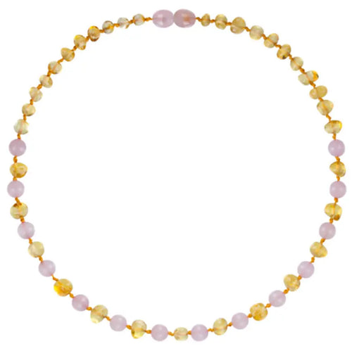 Barnsteen ketting baby/peuter lemon - rose quartz