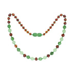 Barnsteen ketting dames cognac, green jade