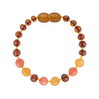 Barnsteen armband dames cognac - Aventurijn koraal