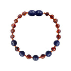 Barnsteen armband dames cognac – lapis lazuli