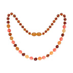 Barnsteen ketting dames cognac aventurijn koraal