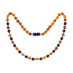 Barnsteen ketting baby/peuter cognac - lapis lazuli
