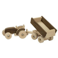 Houten trekker met kar