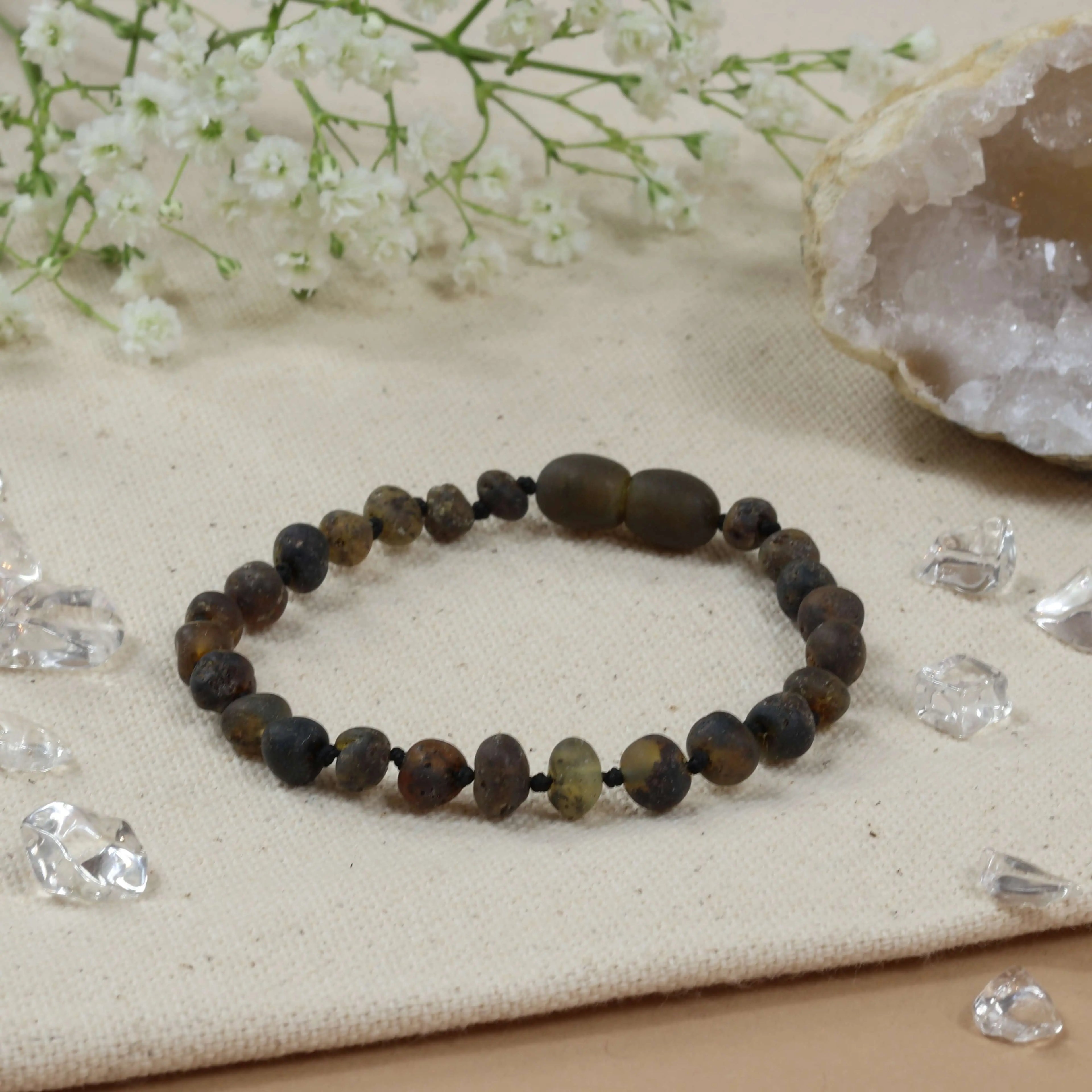 Barnsteen armband baby/peuter green - unpolished