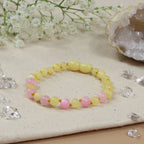 Barnsteen armband baby/peuter milk pink jade