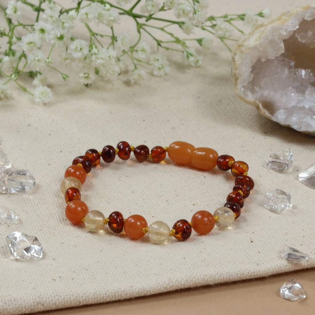Barnsteen armband dames quartz, aventurijn
