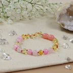 Barnsteen armband dames lemon, rose quartz, pink jade