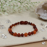 Barnsteen armband baby/peuter cognac - aventurijn - jaspis