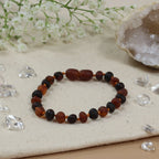 Barnsteen armband dames cognac – cherry – unpolished