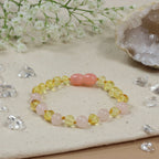 Barnsteen armband dames lemon, rose quartz