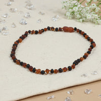 Barnsteen ketting baby/peuter cognac - cherry