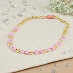 Barnsteen ketting baby/peuter lemon, rose quartz, pink jade