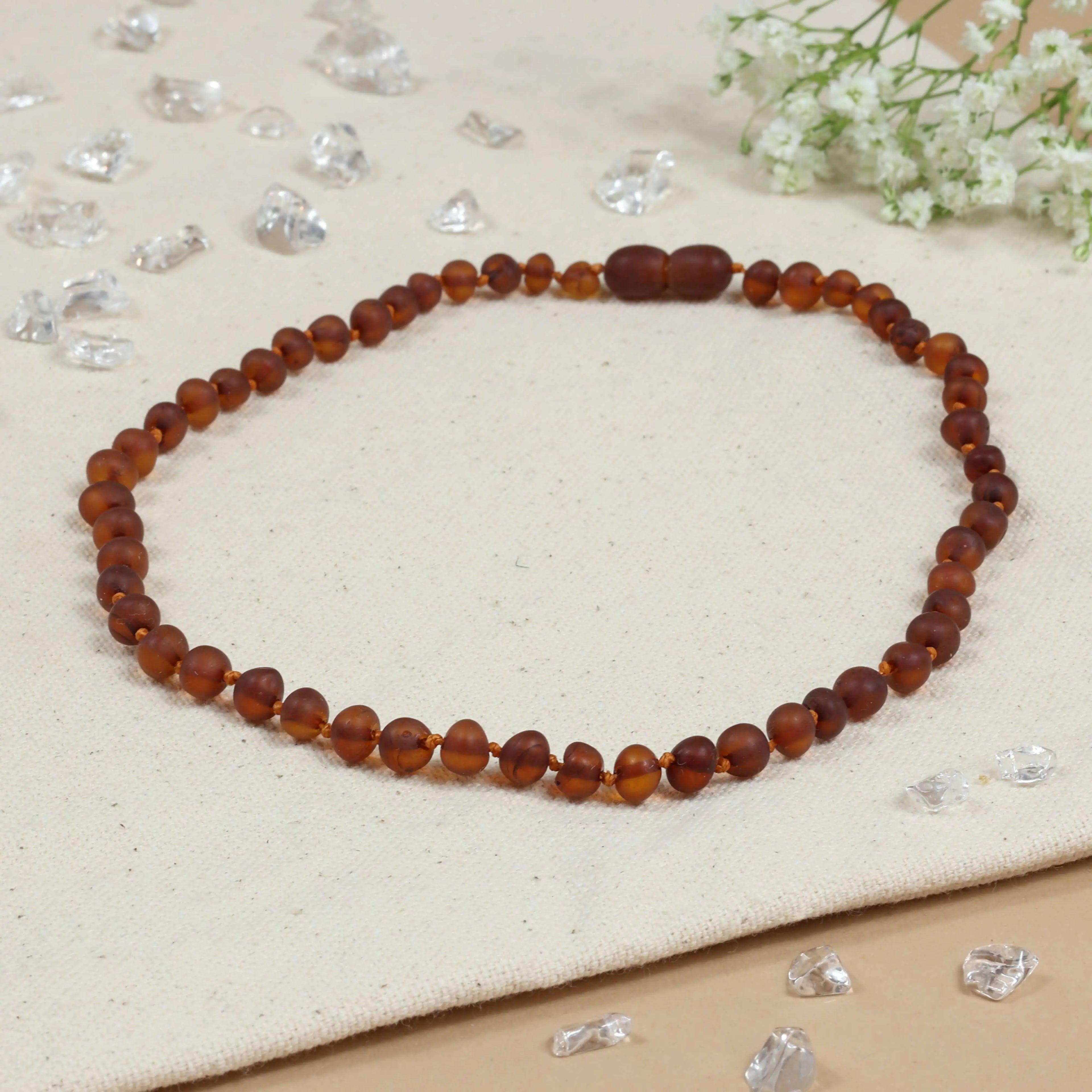 Barnsteen ketting kind cognac - unpolished