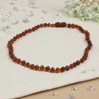 Barnsteen ketting dames cognac unpolished