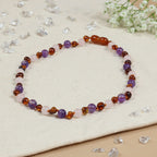 Barnsteen ketting baby/peuter amethist - rozenkwarts