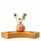 Bolvaasje wit met roze en groen steker