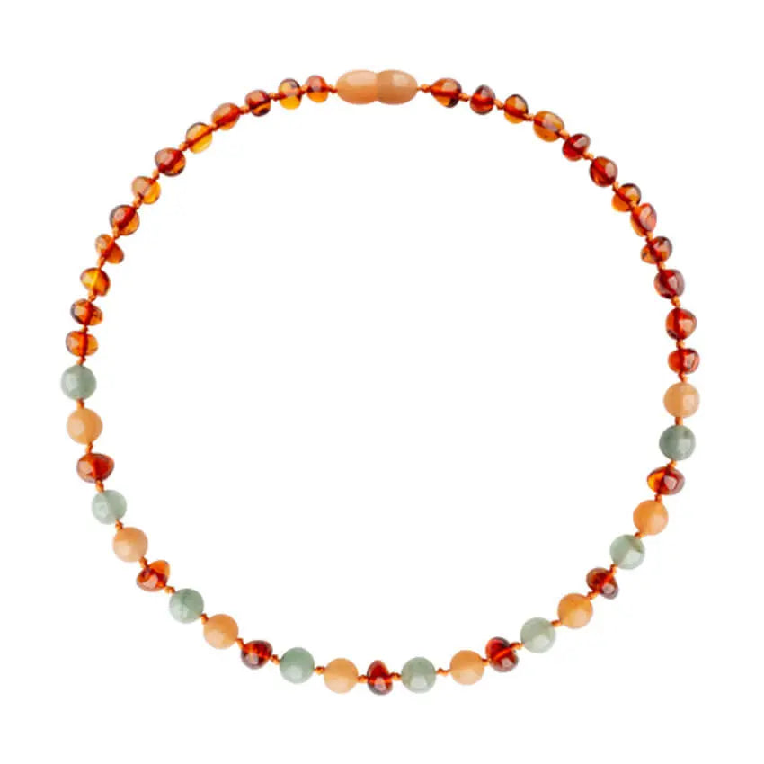Barnsteen ketting kind aventurijn - jade