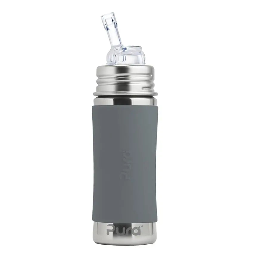 RVS rietjesfles 325ml grijs
