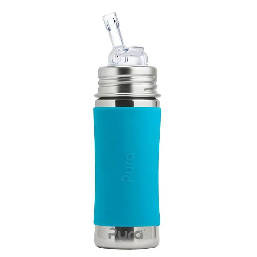 RVS rietjesfles 325ml aqua