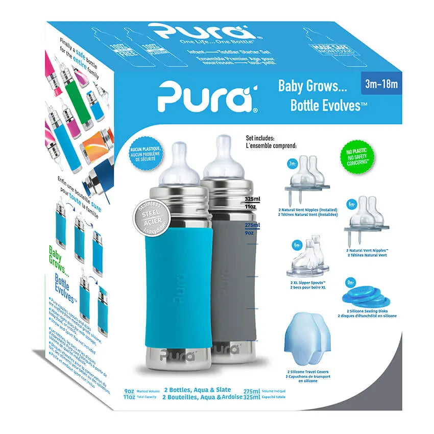 starterset 325 ml aqua en grijs