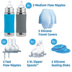starterset 325 ml aqua en grijs