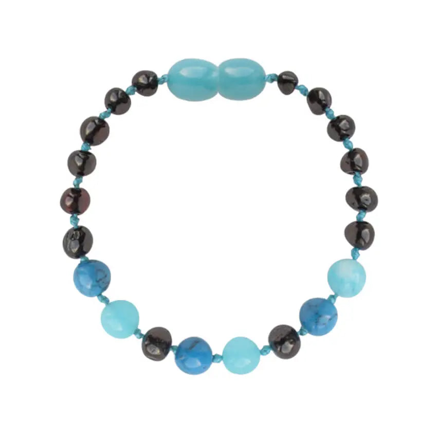 Barnsteen armband kind cherry - turkoois - jade