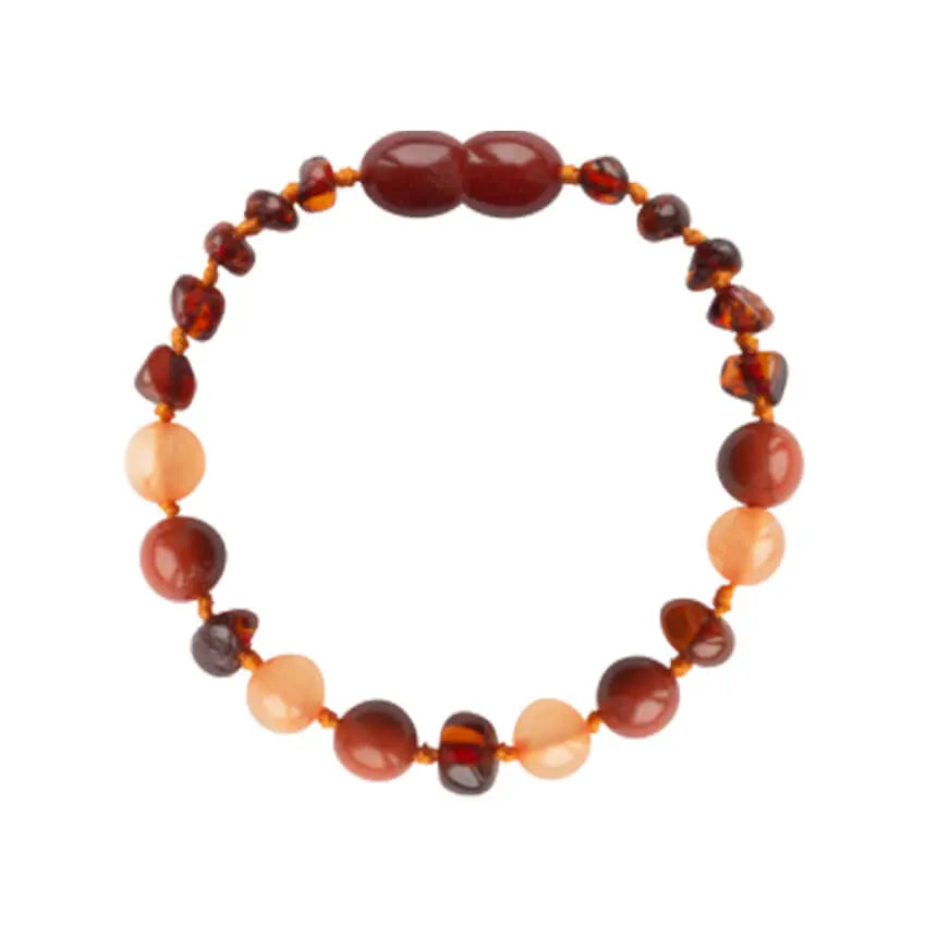 Barnsteen armband kind cognac - aventurijn - jaspis