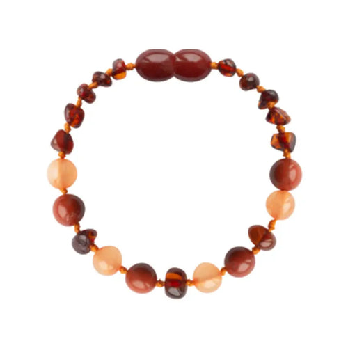 Barnsteen armband kind cognac - aventurijn - jaspis