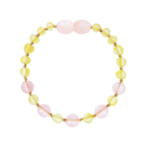 Barnsteen armband dames lemon, rose quartz
