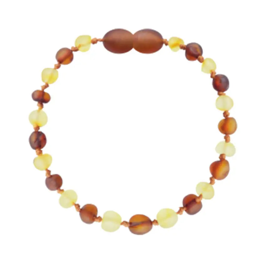 Barnsteen armband baby/peuter cognac - lemon unpolished