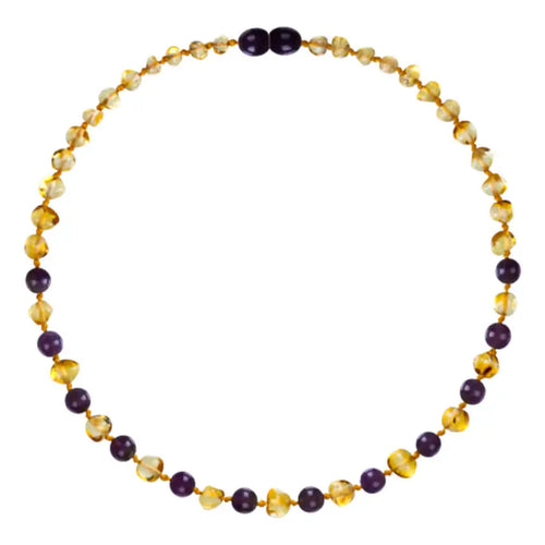 Barnsteen ketting baby/peuter lemon amethist jade