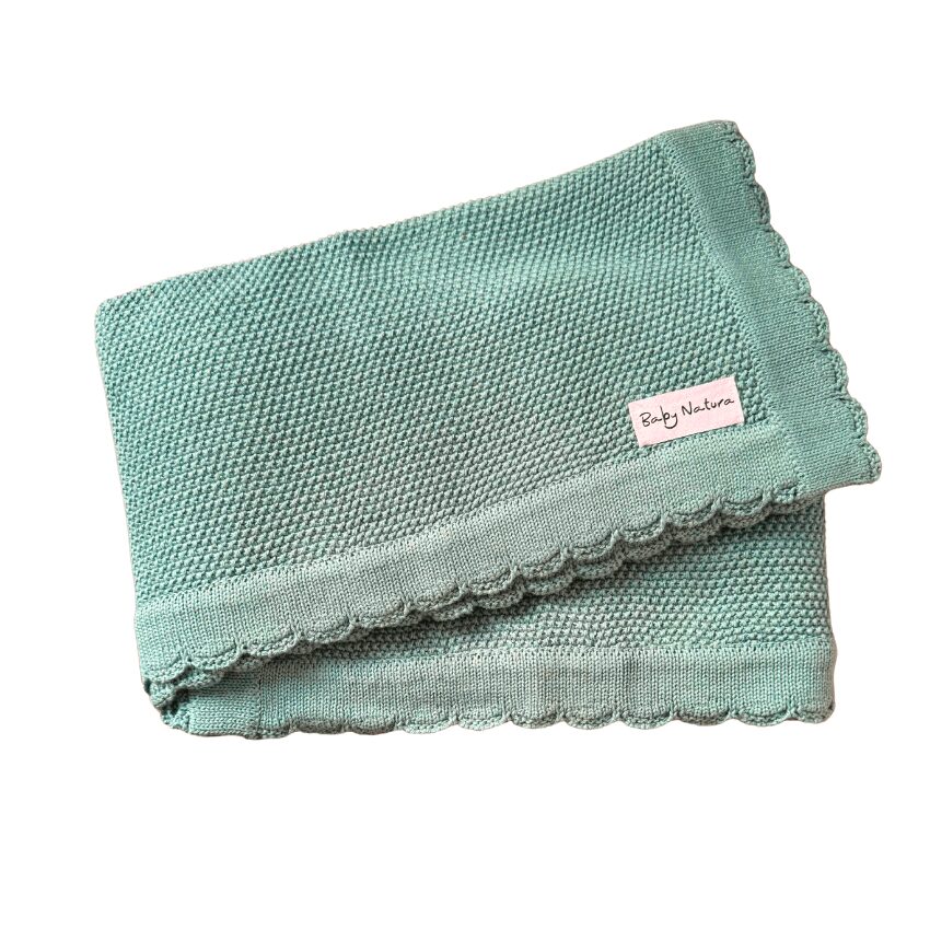 Dekentje natuurlijk katoen Turquoise Baby Natura