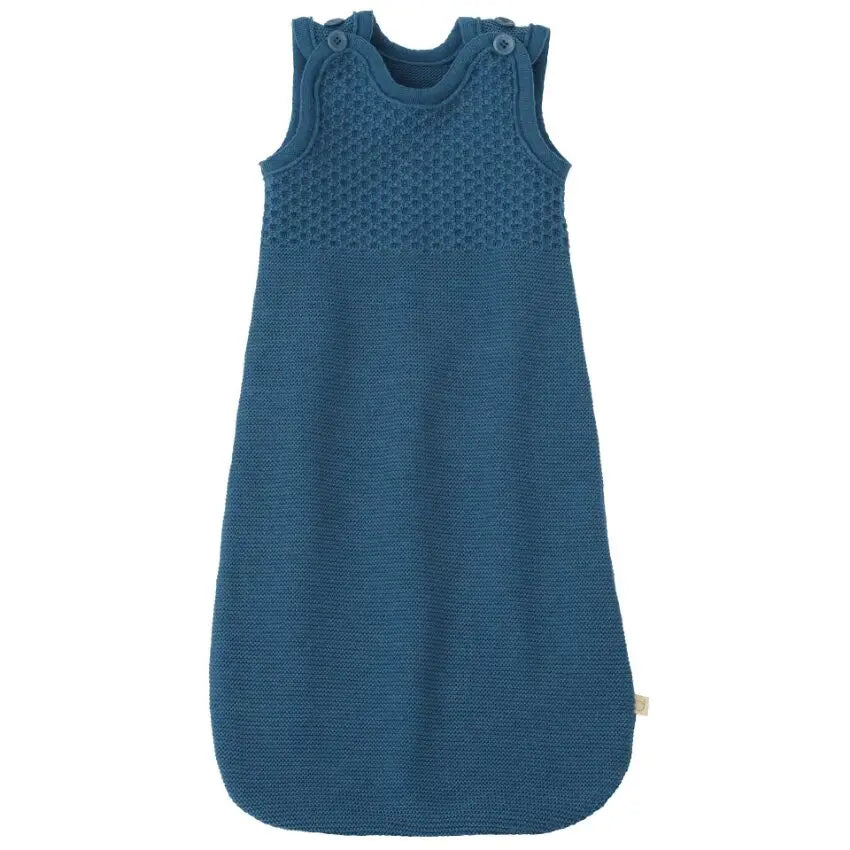 Gebreide wollen slaapzak mouwloos antiek blauw