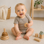Romper Korte Mouw Extra Soft Sesam – 100% Biologisch Katoen