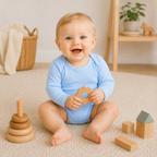Romper Lange Mouw Extra Soft Lichtblauw – 100% Biologisch Katoen