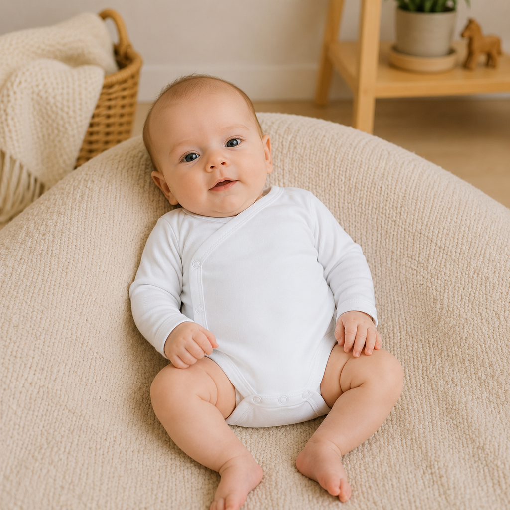Wikkelromper Lange Mouw Extra Soft Wit – 100% Biologisch Katoen